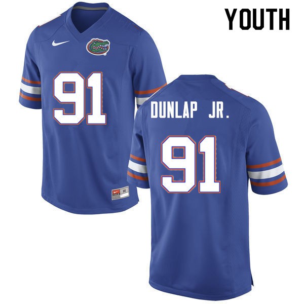 Youth #91 Marlon Dunlap Jr. Florida Gators College Football Jerseys Blue